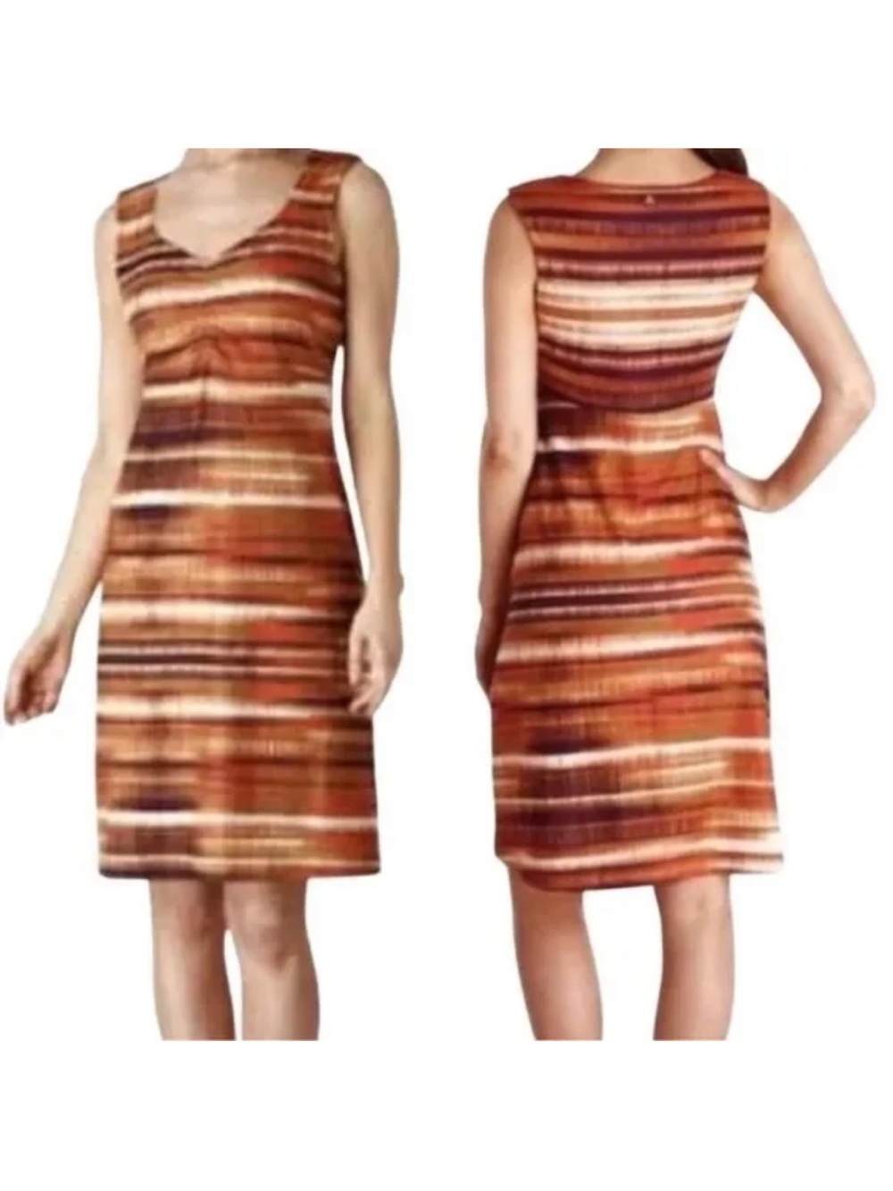 Prana Viana Dress Orange Sunset Stripe Athleisure Outdoor Casual Size Small